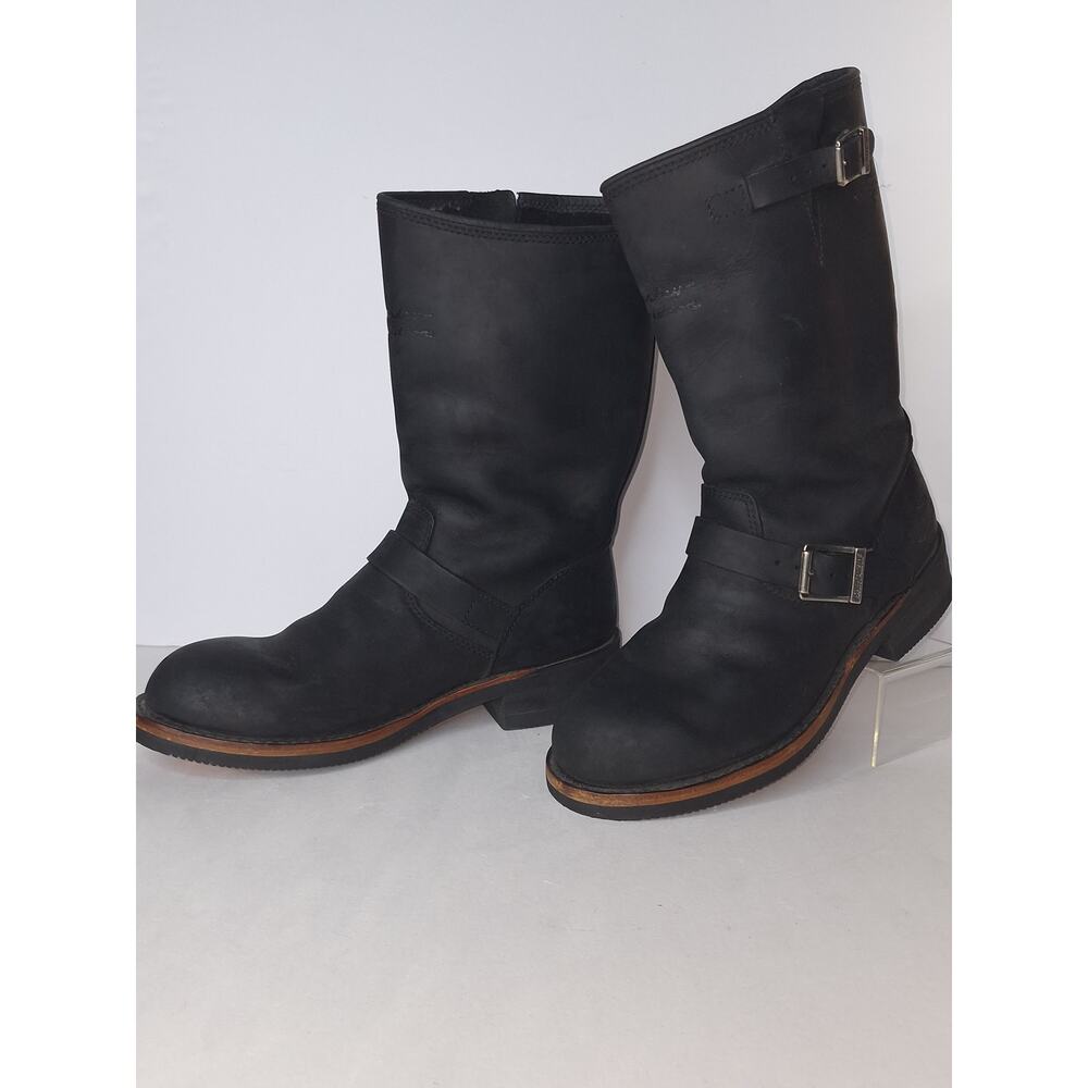 Harley Davidson Engineer Boots Men's 7.5 Women's 9 Black Leather Moto Biker Y2K